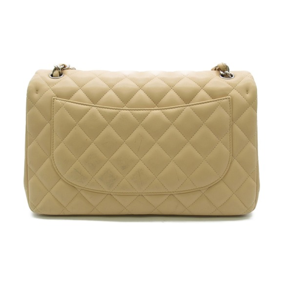 Chanel Bag Chain Beige Lambskin Shoulder W Matelasse Cream Flap - Picture 1 of 10